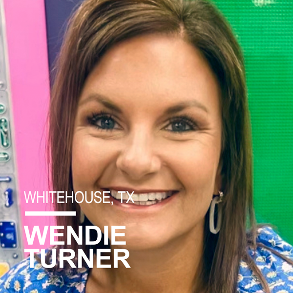Wendie Turner, the media tech specialist at Stanton-Smith Elementary School in Whitehouse, TX, provides innovative lessons to students in Grades PreK-5 through STEM and literature. She earned an interdisciplinary studies degree with specializations in English and reading and a UTeach Blended Learning Certification. She has won Whitehouse Education Foundation Innovator of the Year twice. Her greatest accomplishment in education is being able to see so many students grow up to be successful in life. Her makerspace is a safe learning environment where failure is expected as long as they don’t quit!